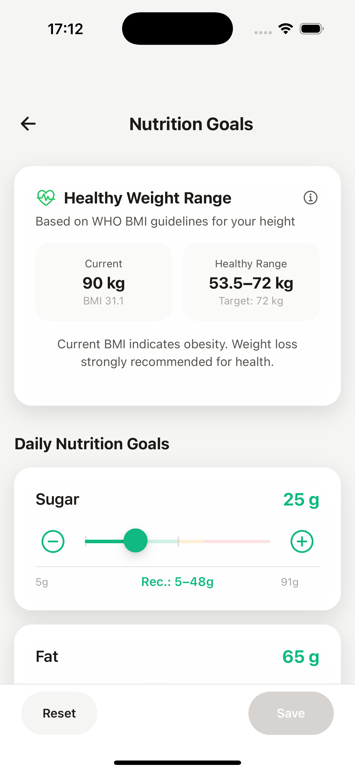 Setting personalized nutrition goals